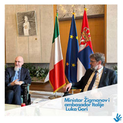  Министар Томислав Жигманов састао се са амбасадором Италије Луком Горијем 